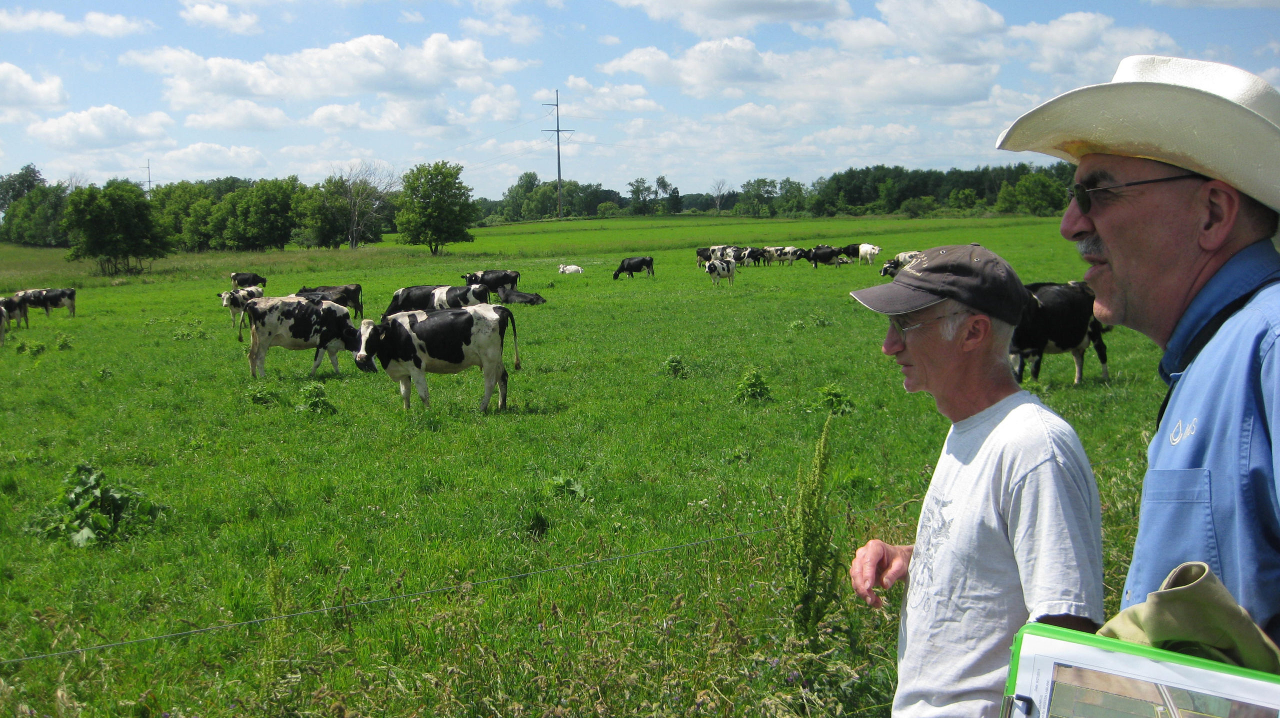 Brian Pillsbury and Dan Flood in a pasture.